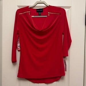 Frank Lyman Design Orange Drape Neck Blouse